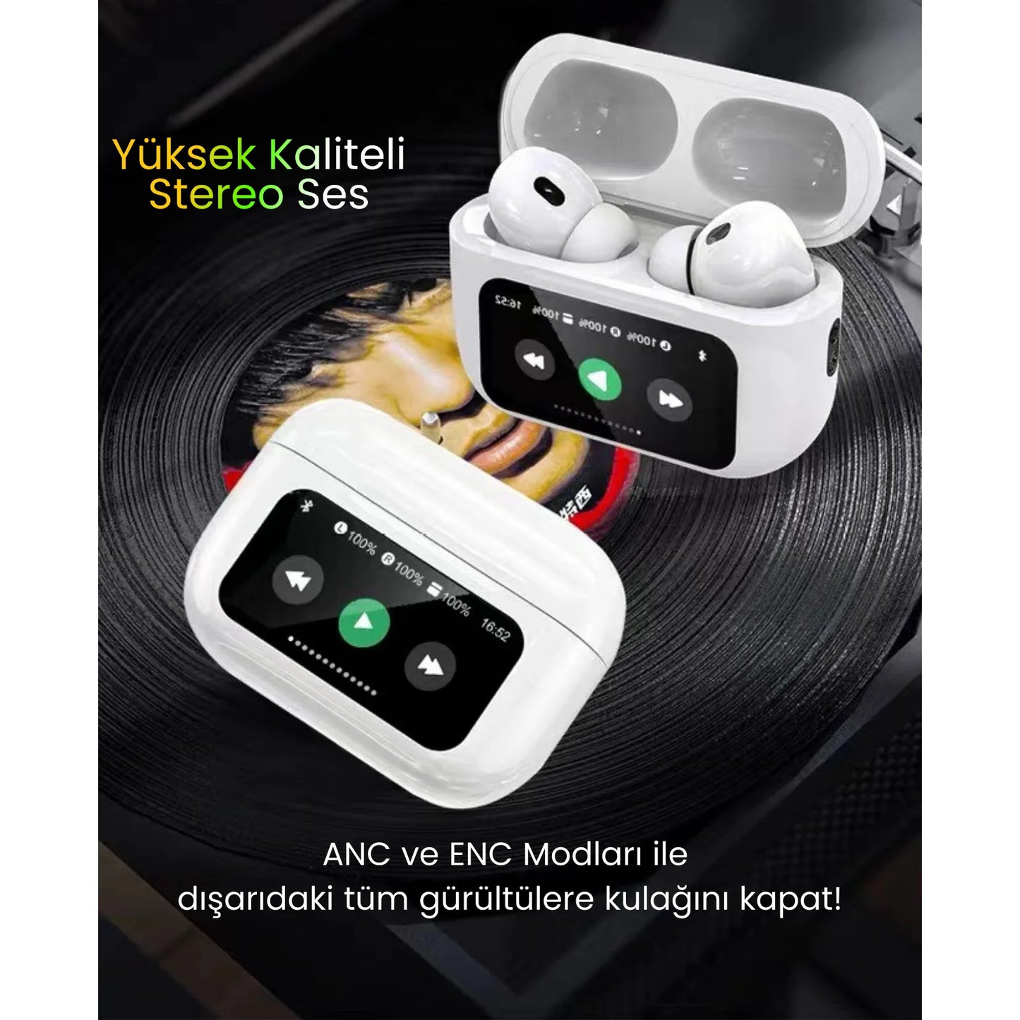 🎧 Dokunmatik Ekranlı Air Pro 2 ANC Bluetooth Kulaklık